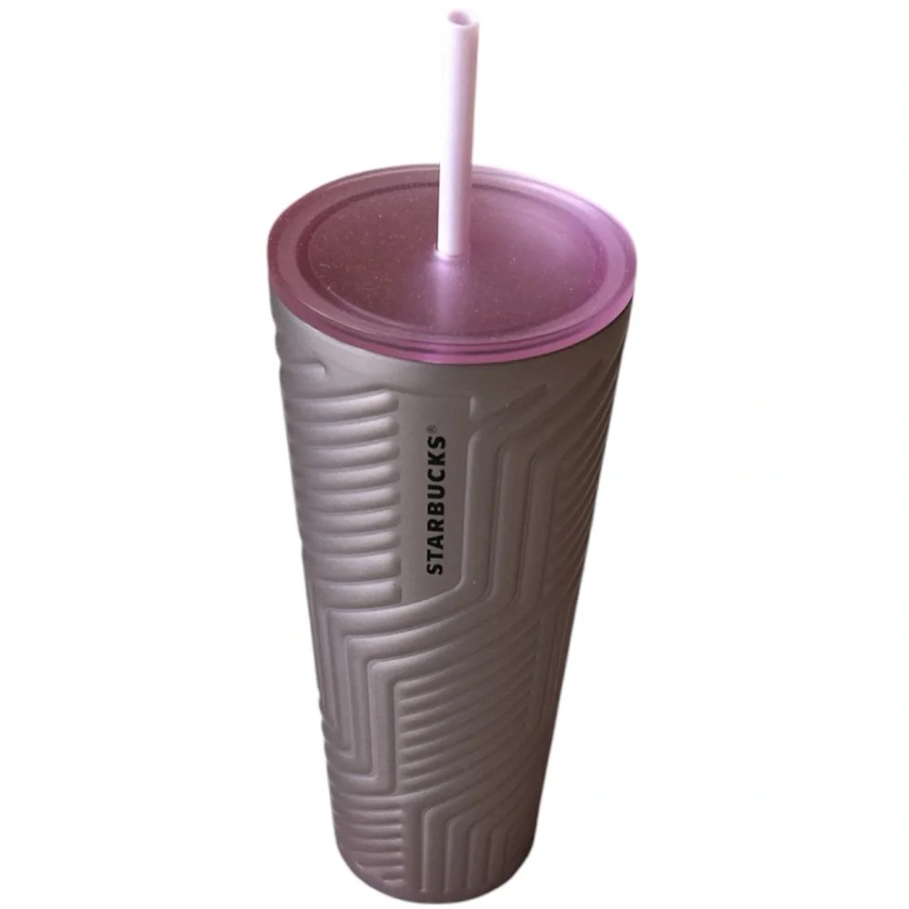 Starbucks Soft Rose Geometric Cold Cup Tumbler Venti (24 oz) Stainless Steel NWT